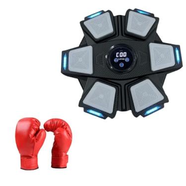 Imagem de YIJU Máquina de boxe inteligente, alvo de parede, equipamento de treinamento de agilidade, treinador de boxe com luvas para exercícios de kickboxing em, Pretobrancoinfantilluvas