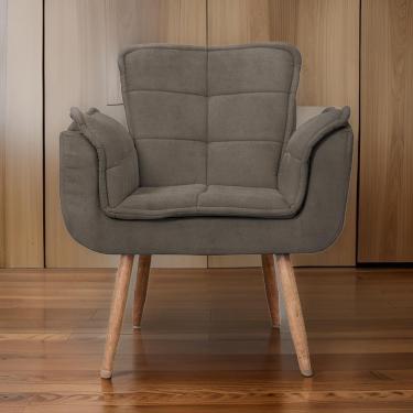 Imagem de Poltrona Opala Para Sala Cadeira Elegante Com Apoio De Braço Em Veludo - Sentô Capuccino