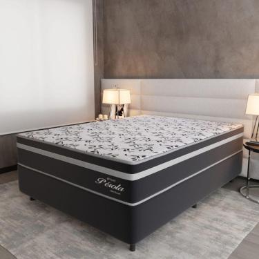 Imagem de Cama Box Casal (138x188) D26 Molas Ensacadas Grafite-branco Pérola Topazio Colchões