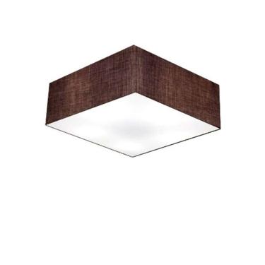 Imagem de Plafon Quadrado Vivare Md-3001 Cúpula Em Tecido 12/35x35cm - Bivolt Café 127/220v