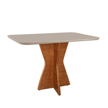 Imagem de Mesa De Jantar Madri 140x80cm Tampo Retângular Vidro Móveis Minas Cor Off White
