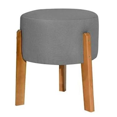 Imagem de Puff Redondo Thor Pé Quadrado Pequeno Cinza Escuro