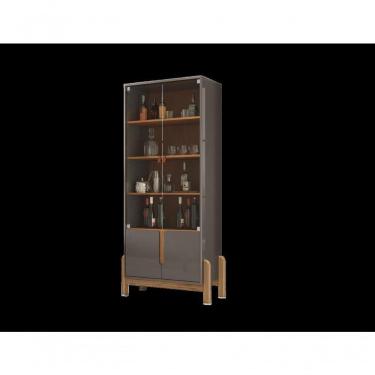 Imagem de Cristaleira 2 Portas C- Prateleiras Para Vinhos E Taças Luna Cinza Perola-cedro