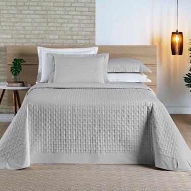 Imagem de Cobre Leito Casal Padrão Madri Percal 200 Fios 100% Algodão 3 Peças - Cinza