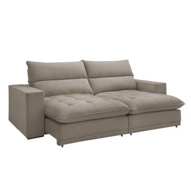 Imagem de Sofá Retrátil E Reclinável Martinho Veludo Bege Claro 2,30m