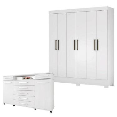 Imagem de Cômoda London E Guarda Roupa Casal Verso Branco - Demóbile