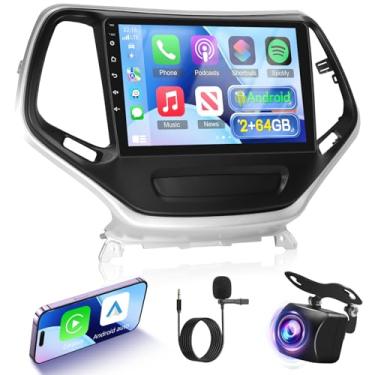 Imagem de Para Jeep Cherokee Radio 2013-2018, [2G + 64G] Estéreo de carro Android com tela de 10 polegadas, Carplay/Android Auto/1080P/Bluetooth/WiFi + câmera de backup AHD