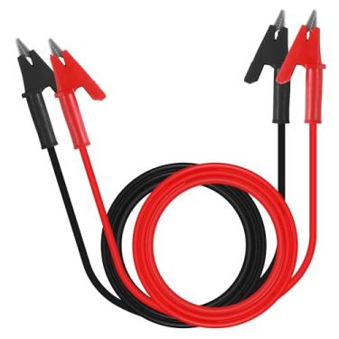 Imagem de 2 peças de clipes jacaré de crocodilo de extremidade dupla, cabo de fio de teste de 1 m, clipes isolantes de 15 A, grampos de cobre flexíveis para testes elétricos