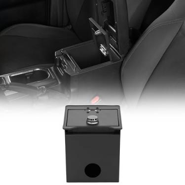 Imagem de Hooke Road Armazenamento de apoio de braço com inserção de cofre para console central Tacoma 2016-2023 Toyota Tacoma 3ª geração, cofre de caixa de bloqueio de senha de aço preto resistente