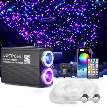 Imagem de XAEIOW 32W Twinkle Starlight Headliner Light, 1100 peças de 4 metros de porta dupla cor LED estrela LED kit de luz de fibra óptica APP/controle remoto para carro/casa/festa