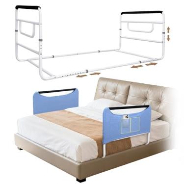 Imagem de Trilho de cama de casal para trilhos laterais de cama king size, trilho de proteção de segurança para cama médica, escorregadores sob o colchão, grade ajustável para idosos barra de suporte de cama