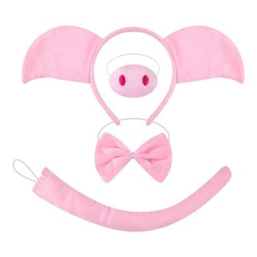 Imagem de IEUDNS Fantasia de Porco - Conjunto de Acessórios para Fantasia Infantil para Carnaval e Baile de Máscaras, Luz Rosa, 3 Piece Set W Nose