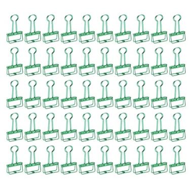 Imagem de Grampos de pasta ocos de metal, grampos de papel fortes, duráveis, multiuso, para documentos, certificados, ingressos, roupas, 50 peças, ferro pequeno 32mm (Verde)