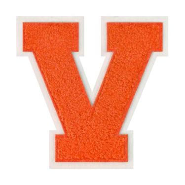 Imagem de 1 peça de patch de letra de chenille laranja de 11,4 cm com borda branca – Remendos do alfabeto para roupas, jaquetas, mochilas, chapéus para decoração personalizada, nome personalizado e artesanato