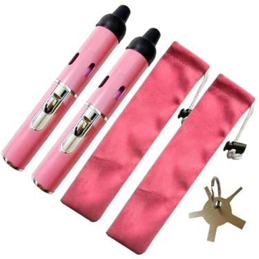 Imagem de Isqueiro de butano recarregável, isqueiro de butano recarregável, caneta de chama macia, pacote com 2 rosa (gás não incluído)