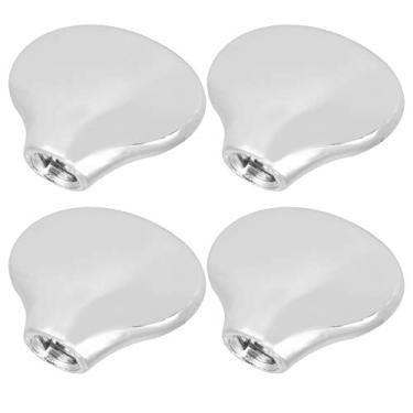 Imagem de POENVFPO Tampa de Pino de Afinação, Botões de Substituição de Rabo de Peixe de Liga de Zinco para Cabeças de Máquinas de Ukulele e Baixo, Conjunto de 4 Peças Com Arruelas e Parafusos, Design (Prata)