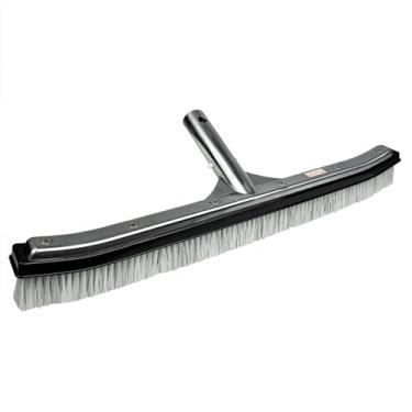 Imagem de Poolmaven Escova de piscina subterrânea Gunite de 45,7 cm com parte traseira de alumínio fundido e cerdas de nylon e aço inoxidável, escova de parede e chão resistente para piscinas de superfície dura