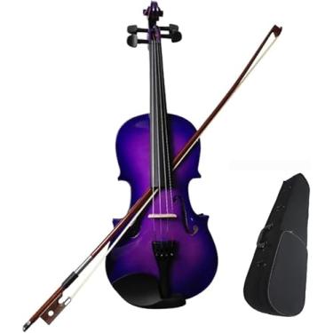 Imagem de Conjunto De Violino Para Crianças Crianças Adultos 1/8 1/4 1/2 3/4 4/4 Kit De Violino Acústico De Madeira Roxa De Tamanho Completo Com Estojo De Arco De Resina, 45720