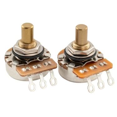 Imagem de Musiclily Potenciômetros Pro HD A250K+B250K de latão sólido curto de 1/4 polegada de áudio linear para baixo de guitarra elétrica estilo Tele PB JB (conjunto de 1A1B)