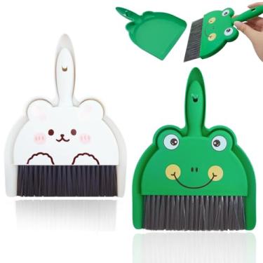 Imagem de Conjunto de mini vassoura e pá de lixo, 2 peças, cada conjunto vem com uma vassoura e uma pá de lixo para espaços apertados em caixas de mesa