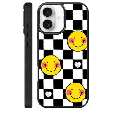 Imagem de Zhhoya Capa para iPhone 16, tabuleiro de xadrez, preto, branco, estampado, preto, estético, magnético, capa protetora engraçada para mulheres, homens, meninos e meninas