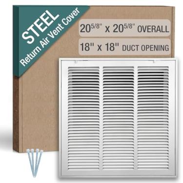 Imagem de Hoovate Grade de filtro de ar de retorno de 45 x 45 cm (abertura do duto) para filtros de 2,5 cm, tampa de ventilação HVAC para parede e teto, aço revestido a pó com porta removível