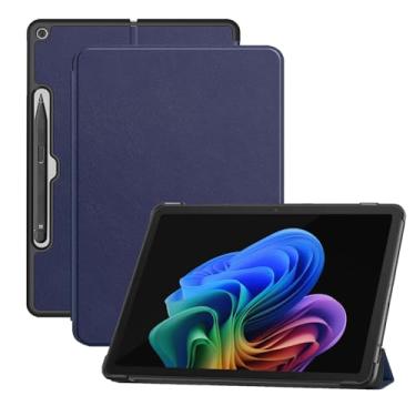 Imagem de Capa para tablet Microsoft Surface Pro de 12 polegadas, capa KONXISA com suporte de três dobras, couro PU premium e capa de adsorção magnética, resistente a arranhões e à prova de choque, azul