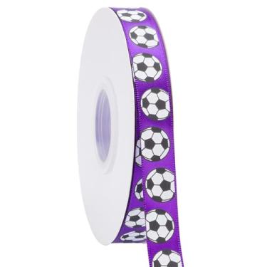 Imagem de Fita de futebol, 1,5 cm x 1,5 m, branco/roxo, use para laços de cabelo de equipe, grinalda, cordões esportivos, embrulho de presente, decoração de festa, artesanato e costura (roxo, 50 jardas)