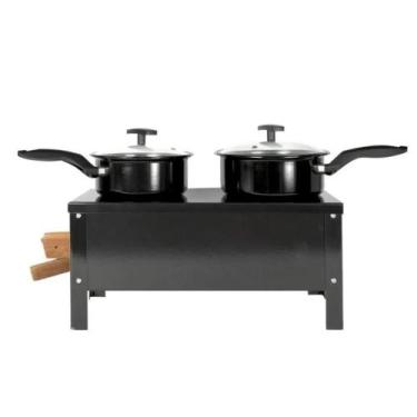 Imagem de Fogão A Lenha Portátil Multiuso Camping Aço Esmaltado - Ric Esmalte