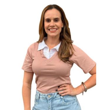 Imagem de Blusa Feminina Ribana Social Estilo Camisa  Look Elegante e Modesto - 