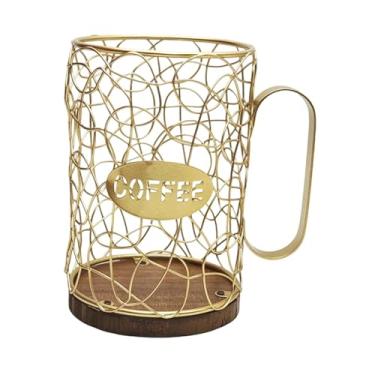 Imagem de Ｂｅｓｇａ Organizador de Cápsulas de Café em Arame para, Ideal para Hotéis, Cafeterias e Cozinhas Domésticas. Perfeito para Armazenamento e Decoração, Ouro, Sem Tampa