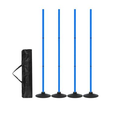 Imagem de KiBcsLic 4 Bastões de Agilidade para Treinamento de Velocidade com Base, Ideais para Rúgbi, Competições E Jogos Ao Ar Livre, azul