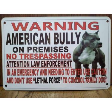 Imagem de Cuarevw Placa de metal Warning American Bully Dog para cerca, cuidado com cães, 20 x 15 cm