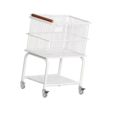 Imagem de KiBcsLic Carrinho de roupa com rodinhas, organizador multifuncional e prático para mobilidade, cesto de roupas para sala, casa, comercial, sala de estar, Branco