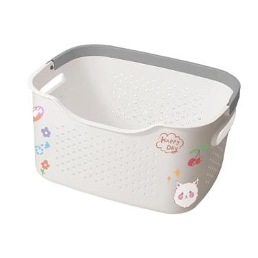 Imagem de IEUDNS Cesto de roupa suja organizador de cobertor economizador de espaço brinquedos leve recipiente de armazenamento roupas sujas cesto para berçário, M and White