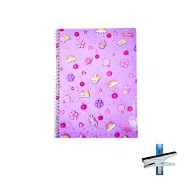 Imagem de Kit Caderno Universitário Vibe Feminino 10M 160F Tilibra + Caneta Esferográfica Spiro 0.7mm + Grampeador Alicate HP45
