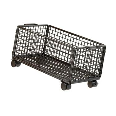 Imagem de IEUDNS Carrinho de arquivo com rodinhas sob a mesa, carrinho de armazenamento com rodas, material de escritório, organizador simples de arquivos com rodinhas, Preto, L