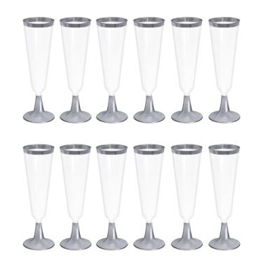 Imagem de Taça De Champagne Luxo Descartável 150ml Borda Prata Com 12 Peças Silver Festas