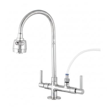 Imagem de Link metais, Torneira Gourmet Flexivel Com Tubo Inox e Saida Para Filtro e Purificador De Agua, Torneira De Bancada De Cozinha