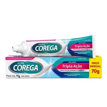 Imagem de Creme Fixador de Dentaduras Ultra Corega Tripla Ação Sem Sabor 70g