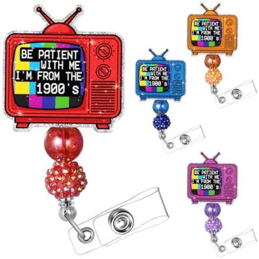 Imagem de Misdary Carretel de crachá engraçado para enfermeira, carretel de crachá de TV vintage, fofo, retrátil, Be Patient with Me, I'm from The 1900, clipe de identificação com clipe jacaré para assistente