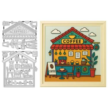 Imagem de UNICRAFTALE 29 peças de matrizes de corte de metal para cafeterias, barras, estêncis em relevo 3D para fazer cartões, faça você mesmo, scrapbook, diário, decoração, artesanato em papel