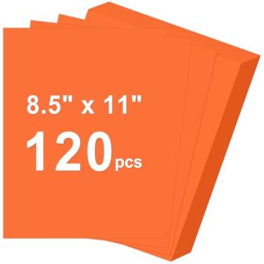 Imagem de 120 folhas de cartolina 8,5 x 11, cartão vermelho laranja de 29,5 kg, papel de construção, papel grosso para impressão, pintura, confecção de cartões, material escolar infantil, decorações de festa