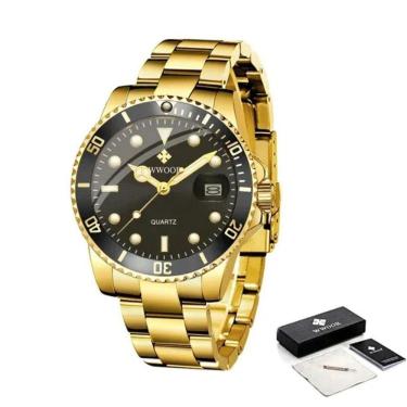 Imagem de Relógio Impermeável Aço Inoxidável De Quartzo, Top 8878 Dourado Preto