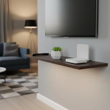 Imagem de Prateleira de Fixação Invisível MDF Madeira 90x20cm Marrom com Kit Instalação Incluso