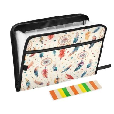 Imagem de Wassud Dream Catchers Acordeão Organizador de Arquivos Letra A4 Pasta de Arquivo de Papel Organizador de Documentos com Etiquetas Pasta de Arquivo Expansível 13 Bolsos