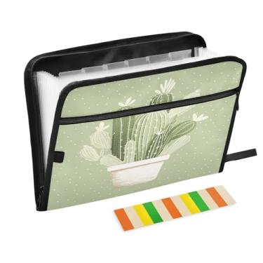 Imagem de Wassud Cactus in Pot 13 bolsos organizador de arquivos sanfonado pastas expansíveis com abas e adesivos, tamanho carta A4 papel recibo documento pasta organizador para viagem de escritório