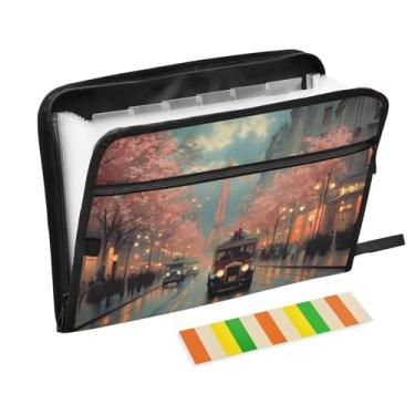 Imagem de CEBUGI Pasta expansível de 13 bolsos, impermeável, sanfonada, organizador de arquivos com etiquetas tamanho A4, organizador de documentos de papel para escola, material de escritório, flor