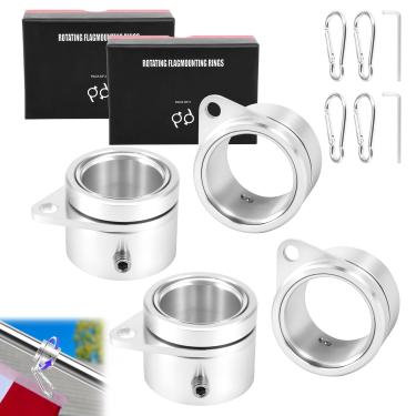 Imagem de ZJRDYYK 4 anéis de mastro de bandeira de liga de alumínio com rolamentos, clipes anti-envoltório de 360 graus, anéis de montagem rotativos de mastro, peças de reposição de mastro de bandeira (2,5 cm