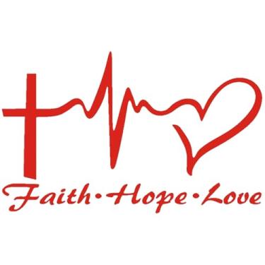 Imagem de 4 peças Hope Faith Love Heart Jesus Cross Vinyl decalque, adesivo religioso à prova d'água para janelas de carros, tablets, laptops e garrafas de água (vermelho)